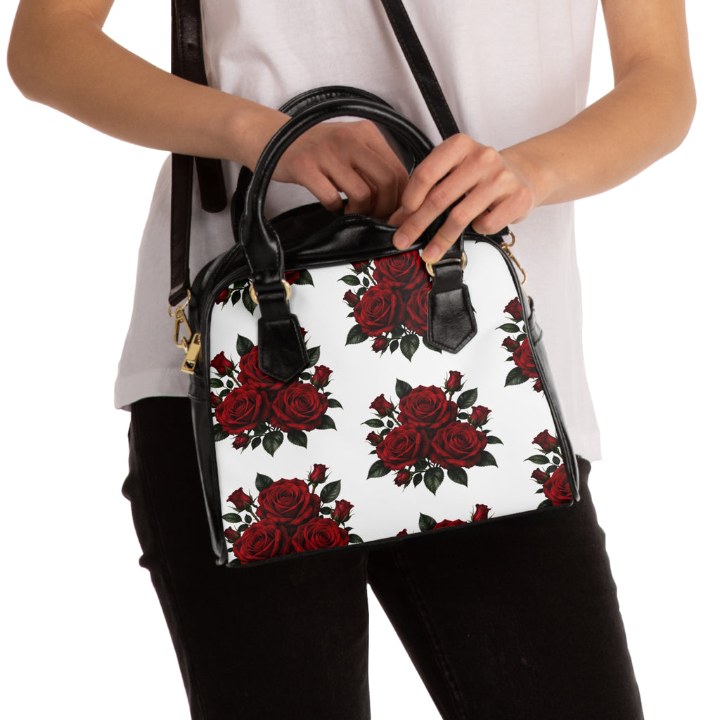 Romantic Red Rose Floral Shoulder Handbag