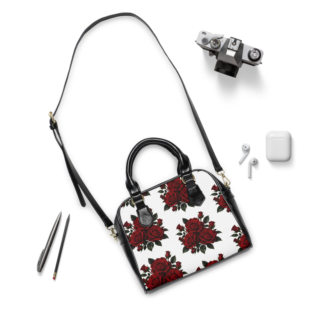 Romantic Red Rose Floral Shoulder Handbag