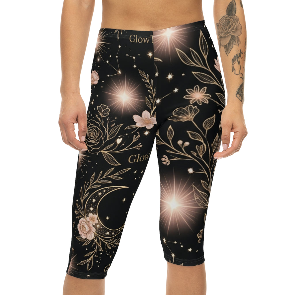 Celestial Floral Capri Leggings